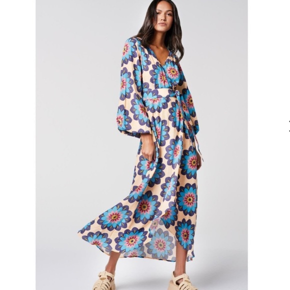 Smythe Dresses & Skirts - Hostess Print Long Sleeve High/Low Maxi Dress Smythe